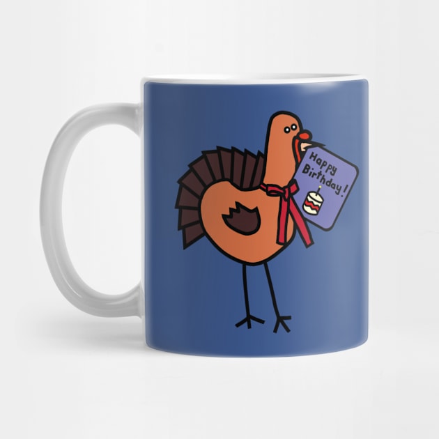 Cute Thanksgiving Turkey with Birthday Greetings by ellenhenryart